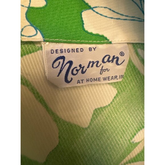 Vintage 70s Norman Sleeveless A-Line Maternity Dress Green & White Floral - Picture 4 of 5